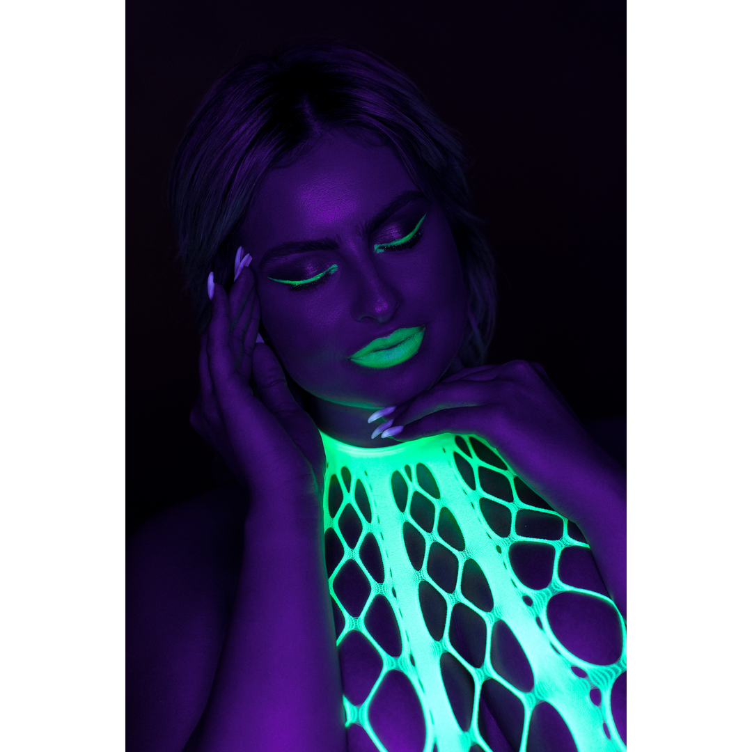 Bodystocking met Halterneck - Plus Size - Neon Groen - Afbeelding 6