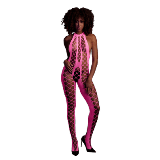 Bodystocking met Halterneck - One Size - Neon Pink