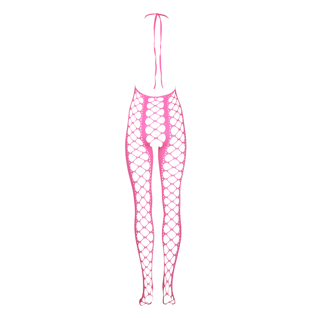 Bodystocking met Halterneck - One Size - Neon Pink - Afbeelding 7