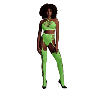 Twee Delige Set met Crop Top en Kousen - One Size - Neon Groen