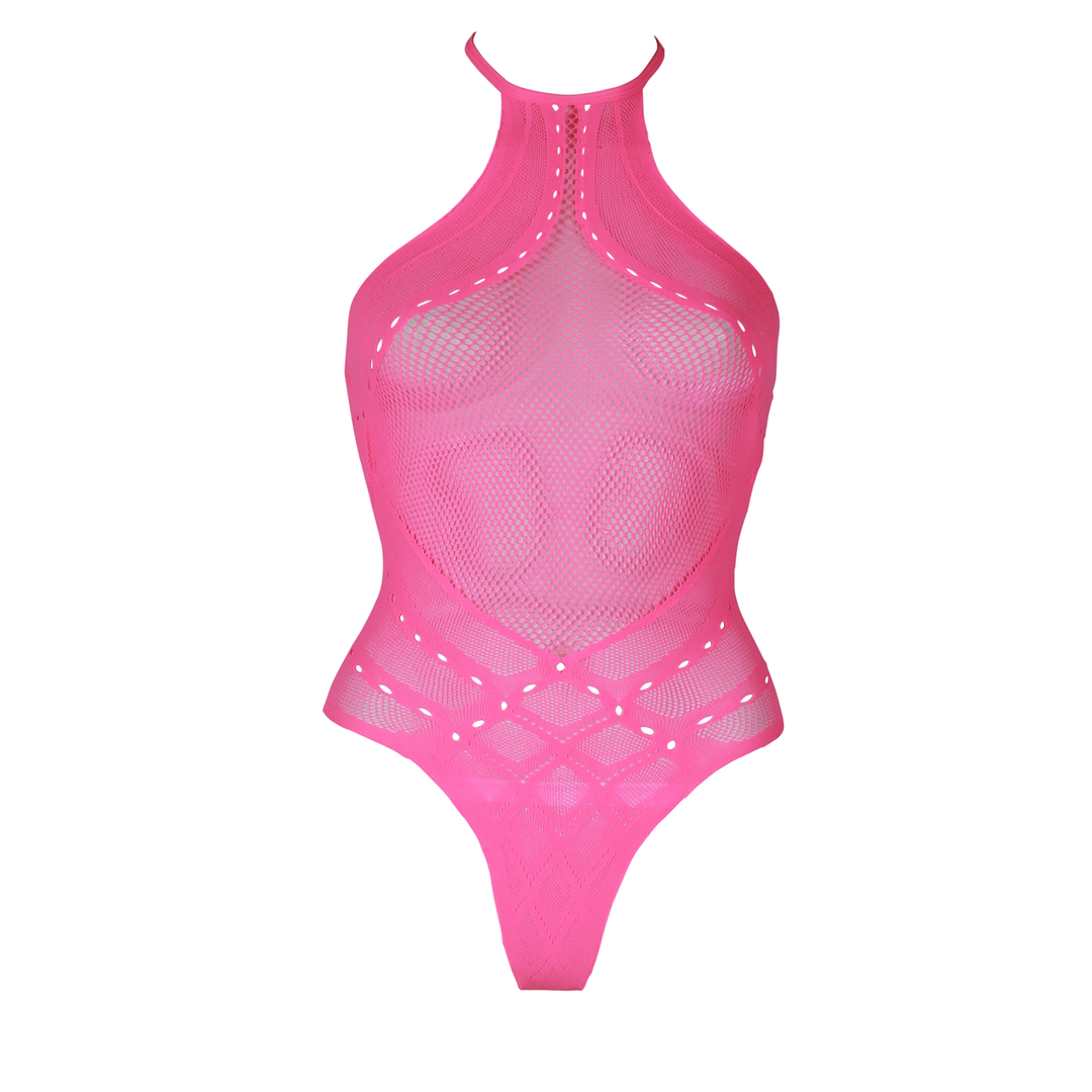 Body met Halternek - Plus Size - Neon Roze - Afbeelding 6