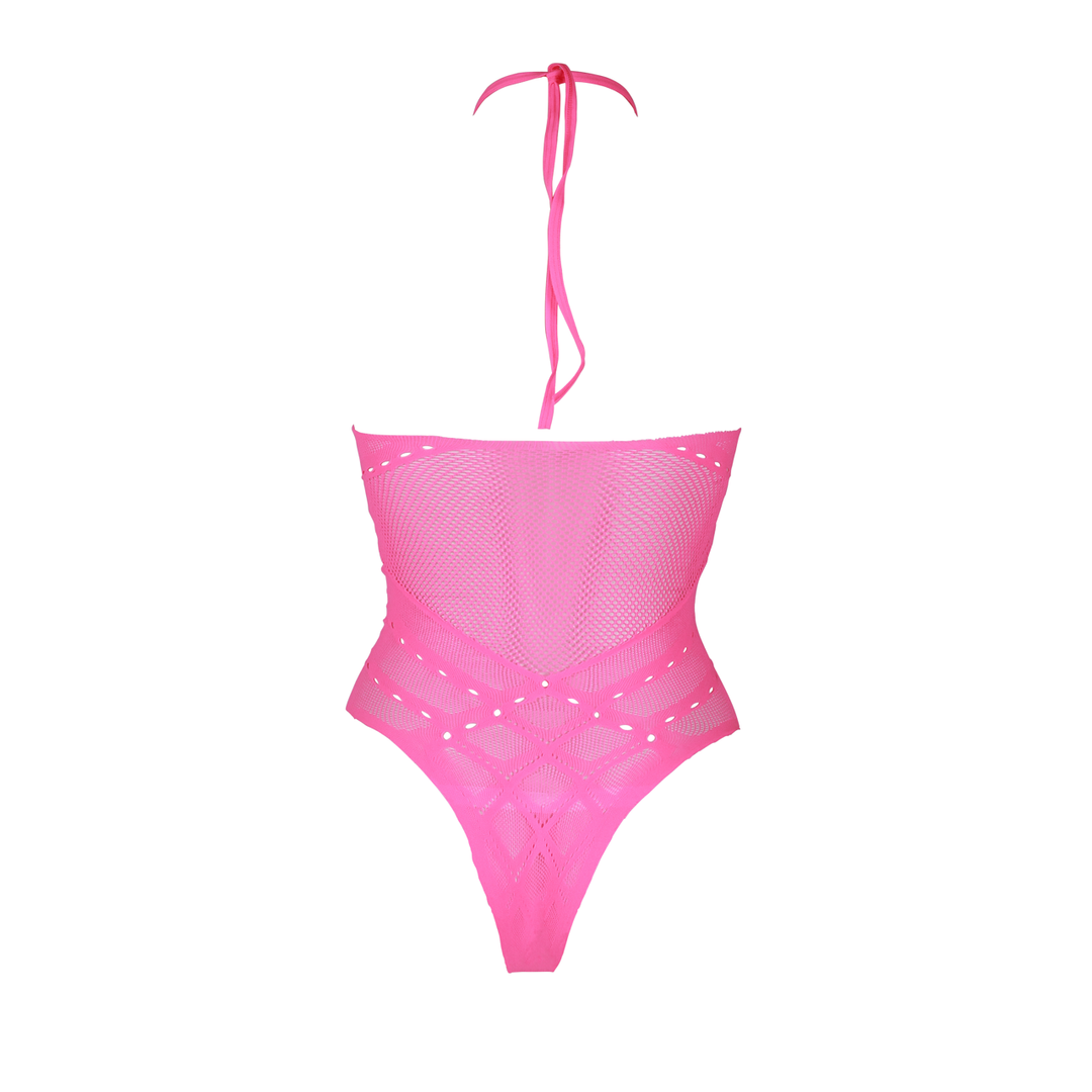 Body met Halternek - Plus Size - Neon Roze - Afbeelding 7