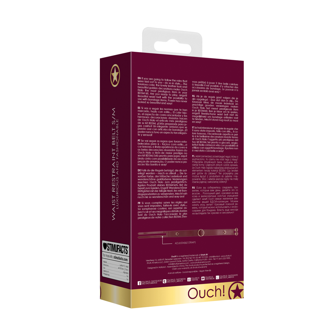 Waist Belt with Bondage Rings - S/M - Afbeelding 3