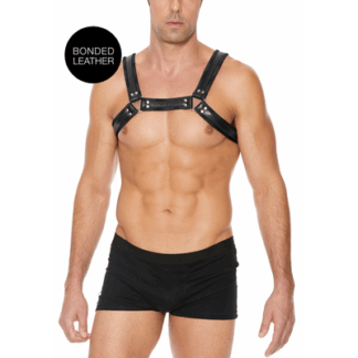 Leren Bulldog Harnas met Gespen - L/XL