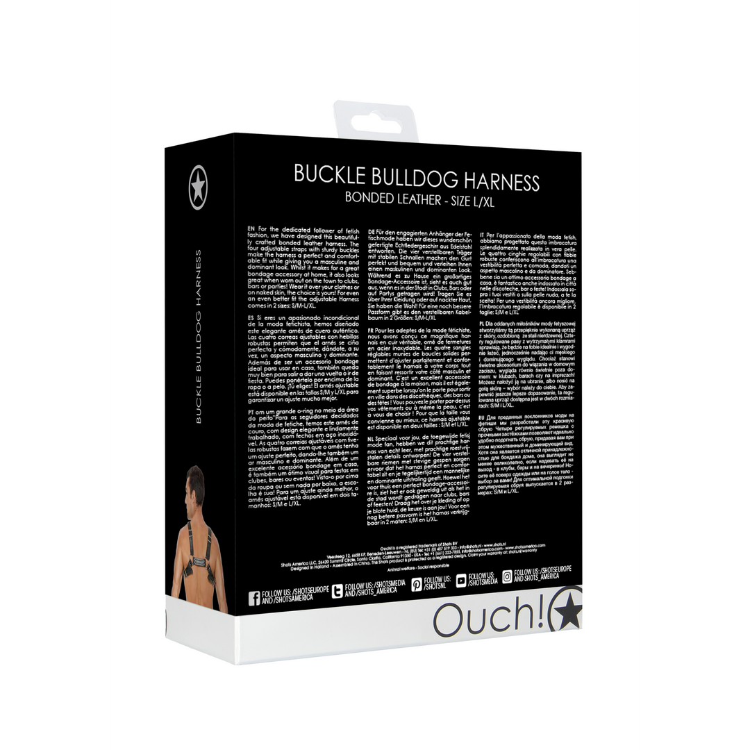 Leren Bulldog Harnas met Gespen - L/XL - Afbeelding 3