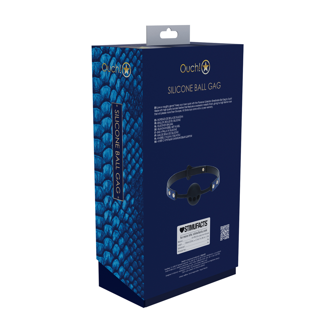 Florence Collectie - Siliconen Ball Gag - Blauw - Afbeelding 3