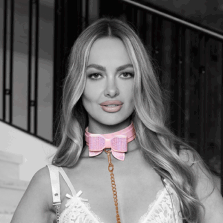 Paris Collectie - Halsband met Leash - Roze