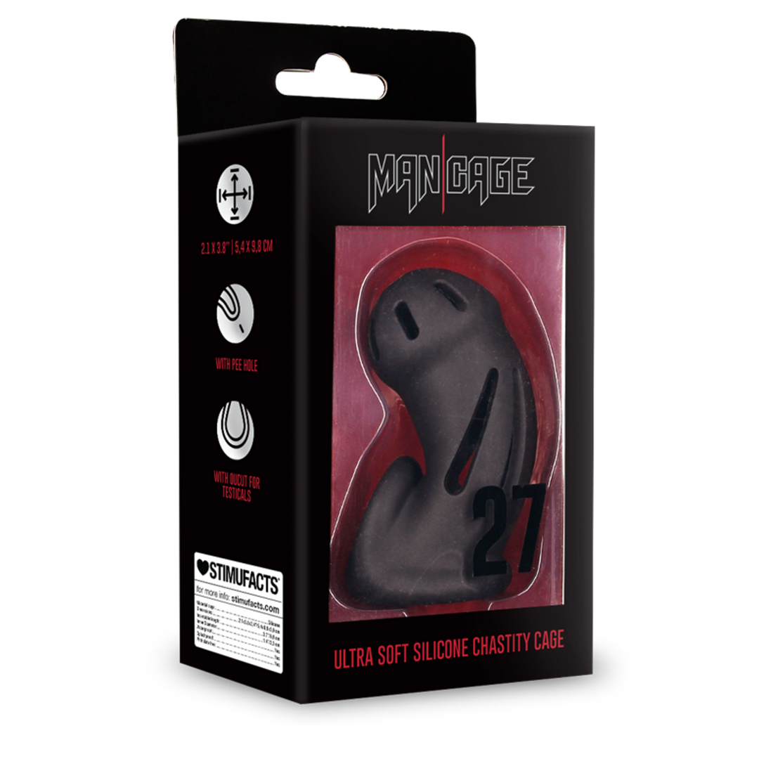 Model 27 - Ultra Soft Silicone Chastity Cage - Zwart - Afbeelding 2