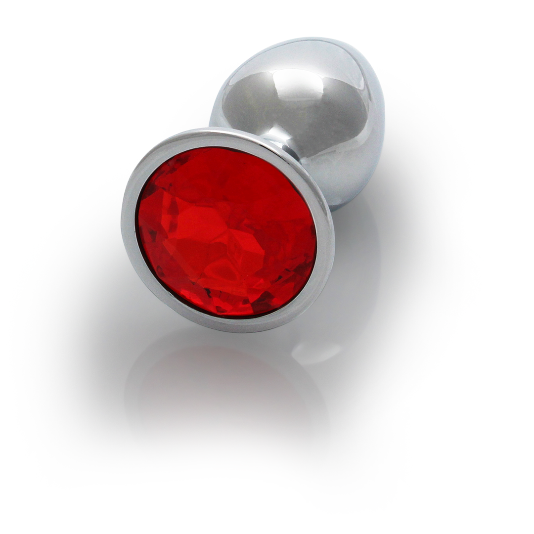 Ronde Gem Butt Plug - Klein - Zilver/Ruby Rood - Afbeelding 6