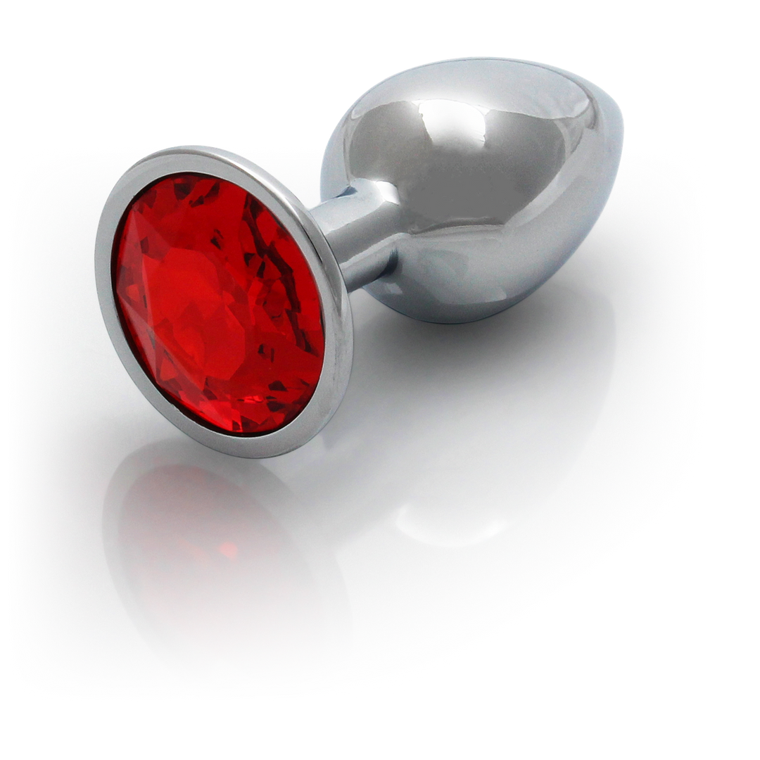 Ronde Gem Butt Plug - Klein - Zilver/Ruby Rood - Afbeelding 7