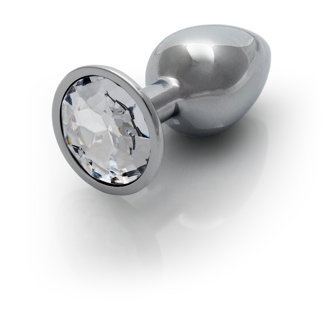 Ronde Edelsteen Anale Plug - Klein - Zilver/Diamant - Afbeelding 7