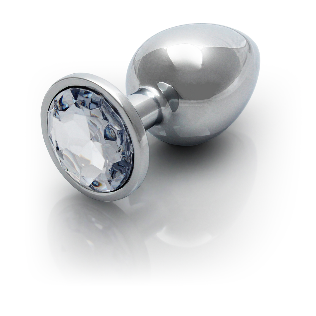 Ronde Gem Butt Plug - Medium - Zilver/Diamant - Afbeelding 7