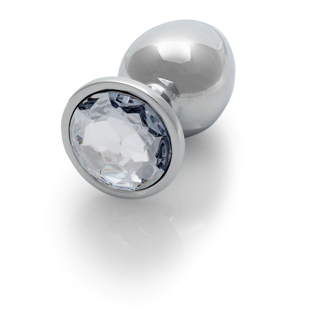 Ronde Edelsteen Butt Plug - Groot - Zilver/Diamant - Afbeelding 6