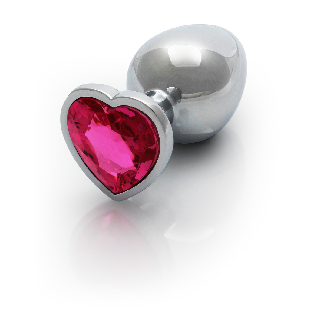 Hartje Gem Buttplug - Groot - Zilver/Rubellite Roze - Afbeelding 7