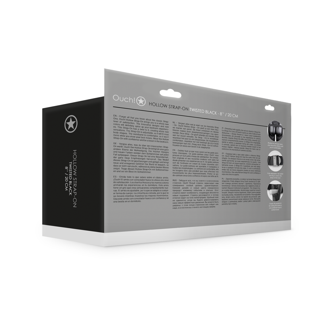 Geribbelde Hollow Strap-On met Ballen - 8 / 21 cm - Zwart - Afbeelding 3