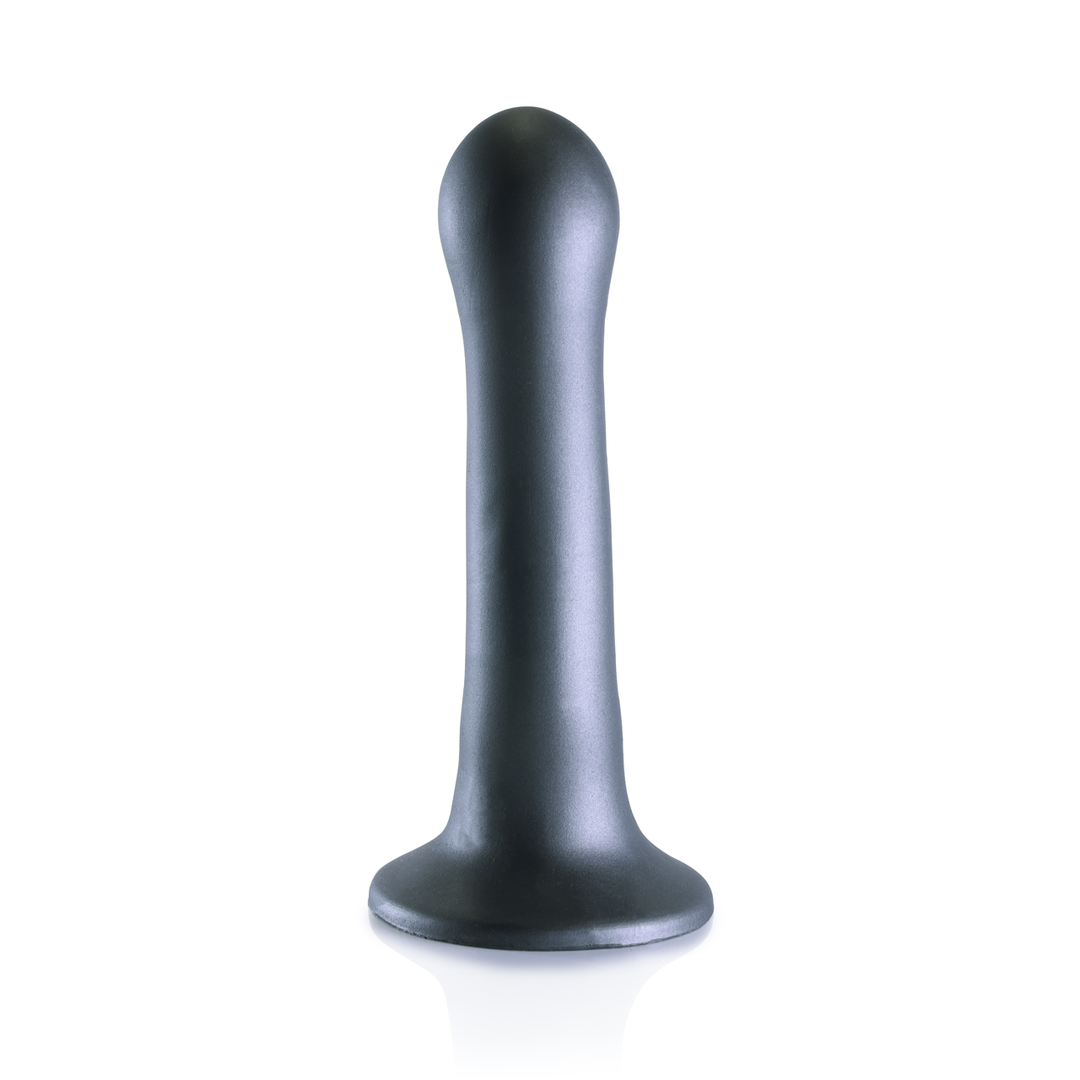 Ultra Soft Silicone Curvy G-Spot Dildo - 7'' / 17 cm - Gunmetal - Afbeelding 3