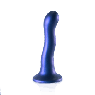 Ultra Zachte Siliconen Curve G-Spot Dildo - 7'' / 17 cm - Metallic Blauw