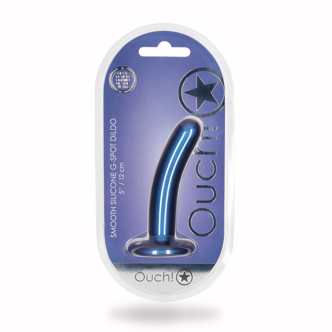 Zachte Siliconen G-Spot Dildo - 5'' / 12 cm - Metallic Blauw - Afbeelding 2