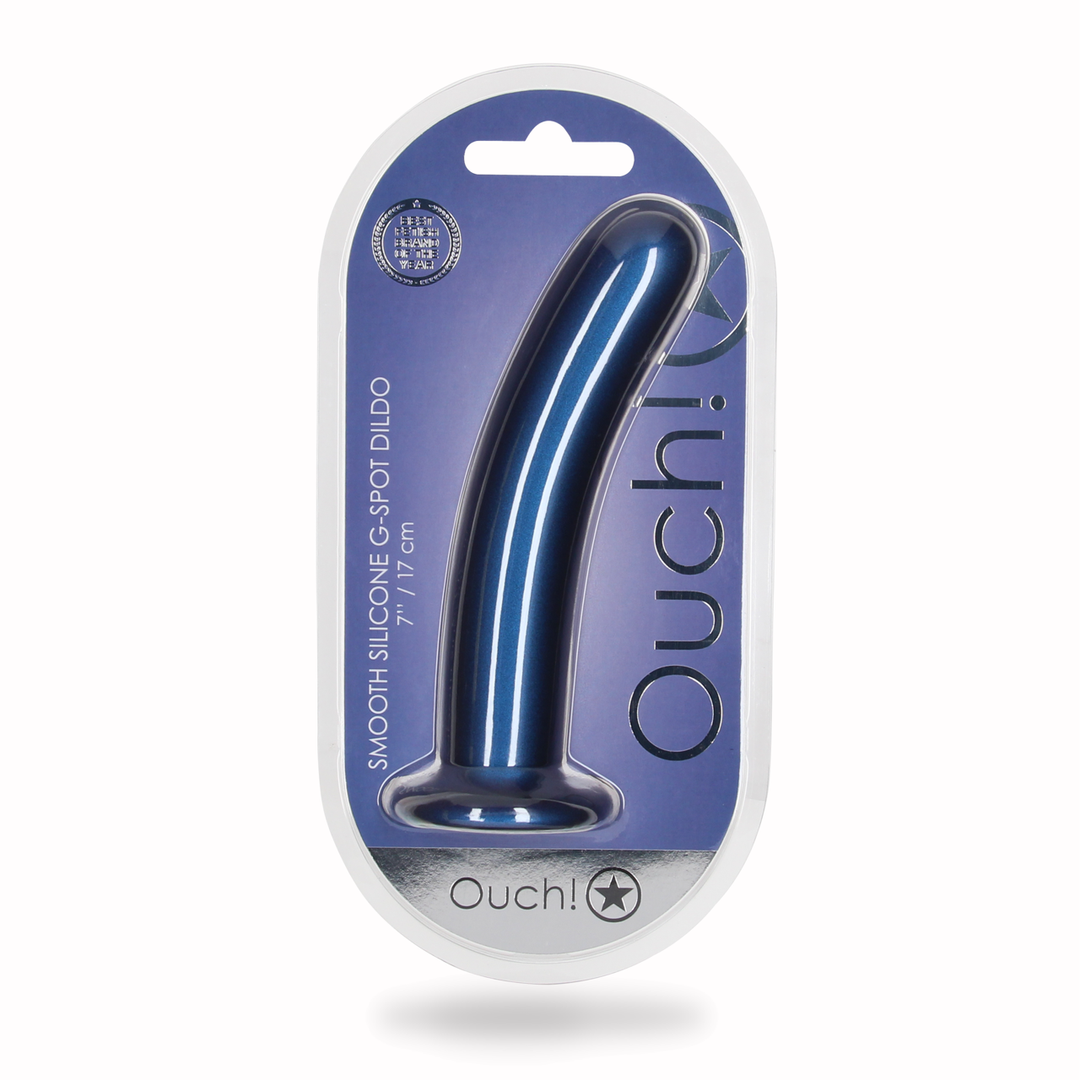 Zachte Silicone G-Spot Dildo - 7'' / 17 cm - Metallic Blauw - Afbeelding 2
