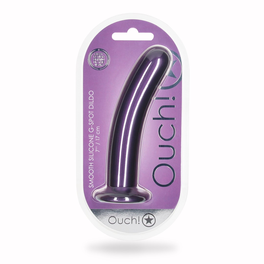 Zachte Siliconen G-Spot Dildo - 7'' / 17 cm - Metallic Paars - Afbeelding 2