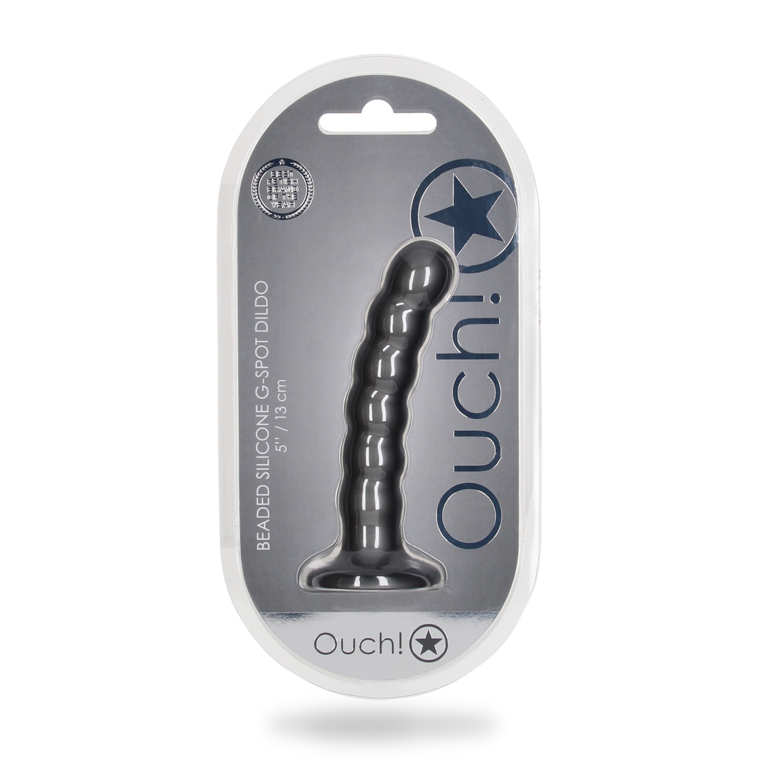 Gekraalde Siliconen G-Spot Dildo - 5'' / 13 cm - Gunmetal - Afbeelding 2