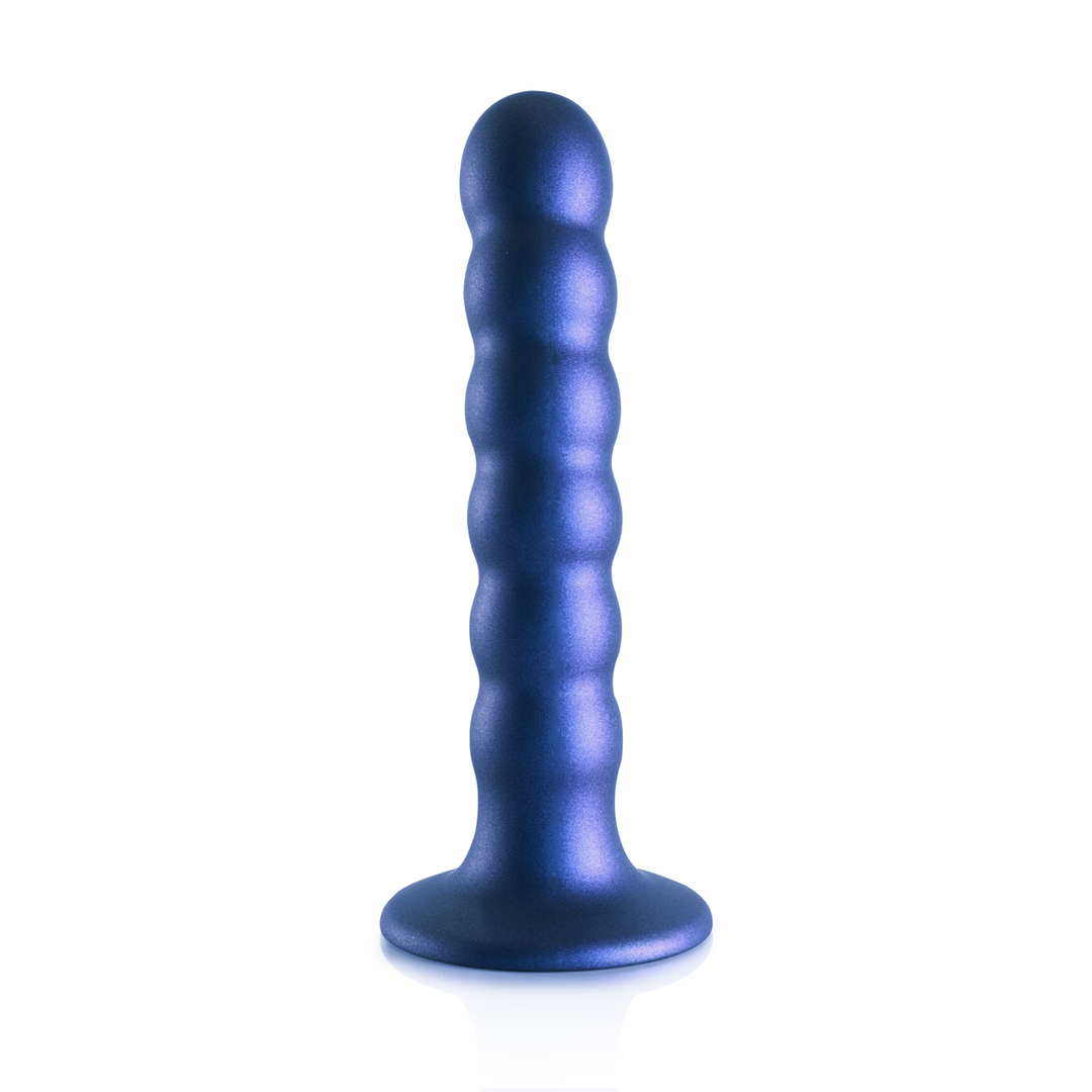 Beaded Silicone G-Spot Dildo - 5'' / 13 cm - Metallic Blauw - Afbeelding 4