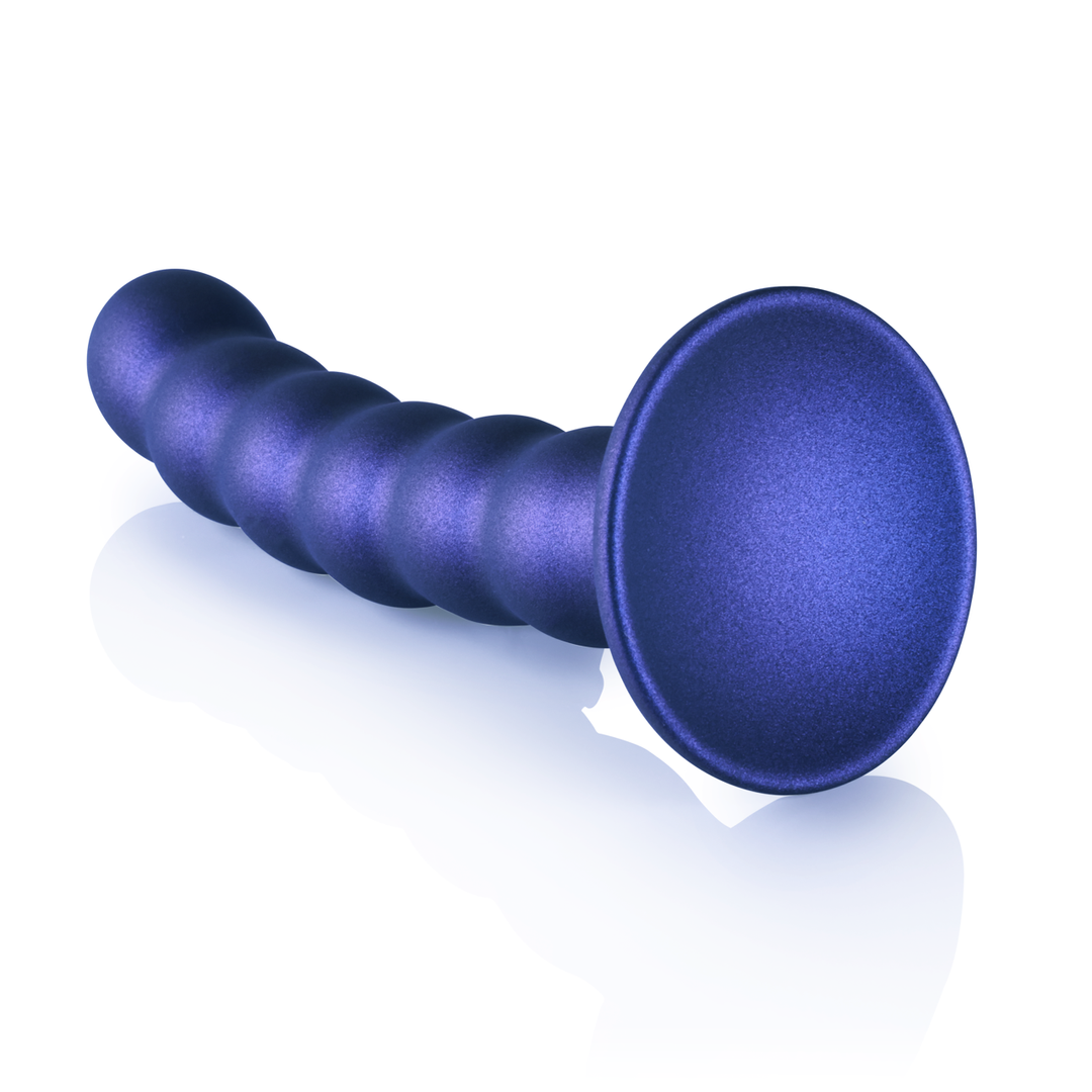 Beaded Silicone G-Spot Dildo - 5'' / 13 cm - Metallic Blauw - Afbeelding 5
