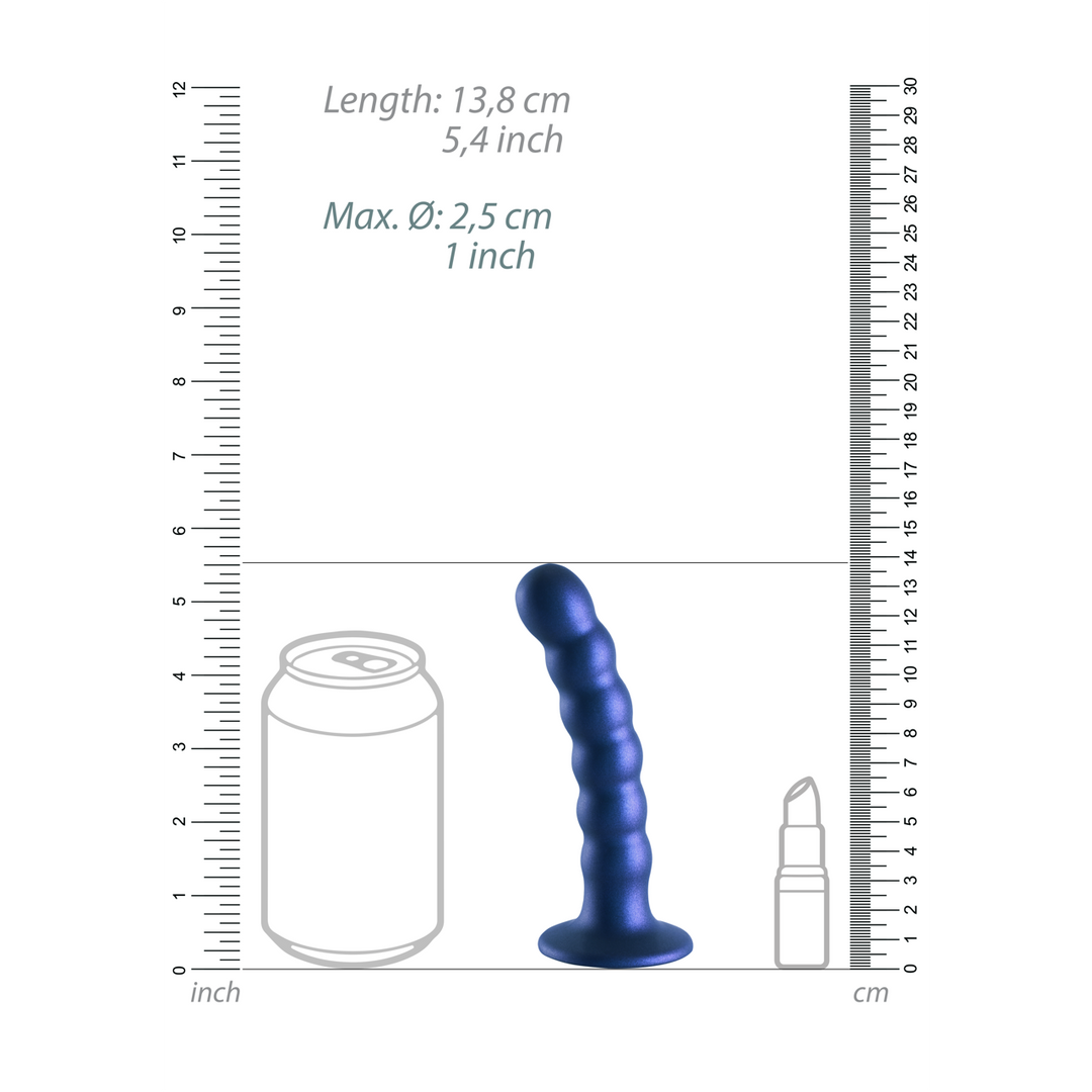 Beaded Silicone G-Spot Dildo - 5'' / 13 cm - Metallic Blauw - Afbeelding 7