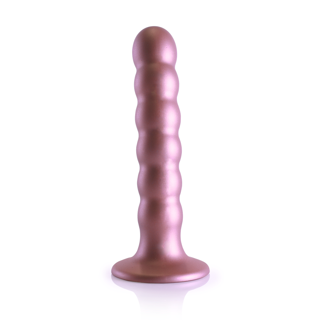 Beaded Silicone G-Spot Dildo - 5'' / 13 cm - Roségoud - Afbeelding 4