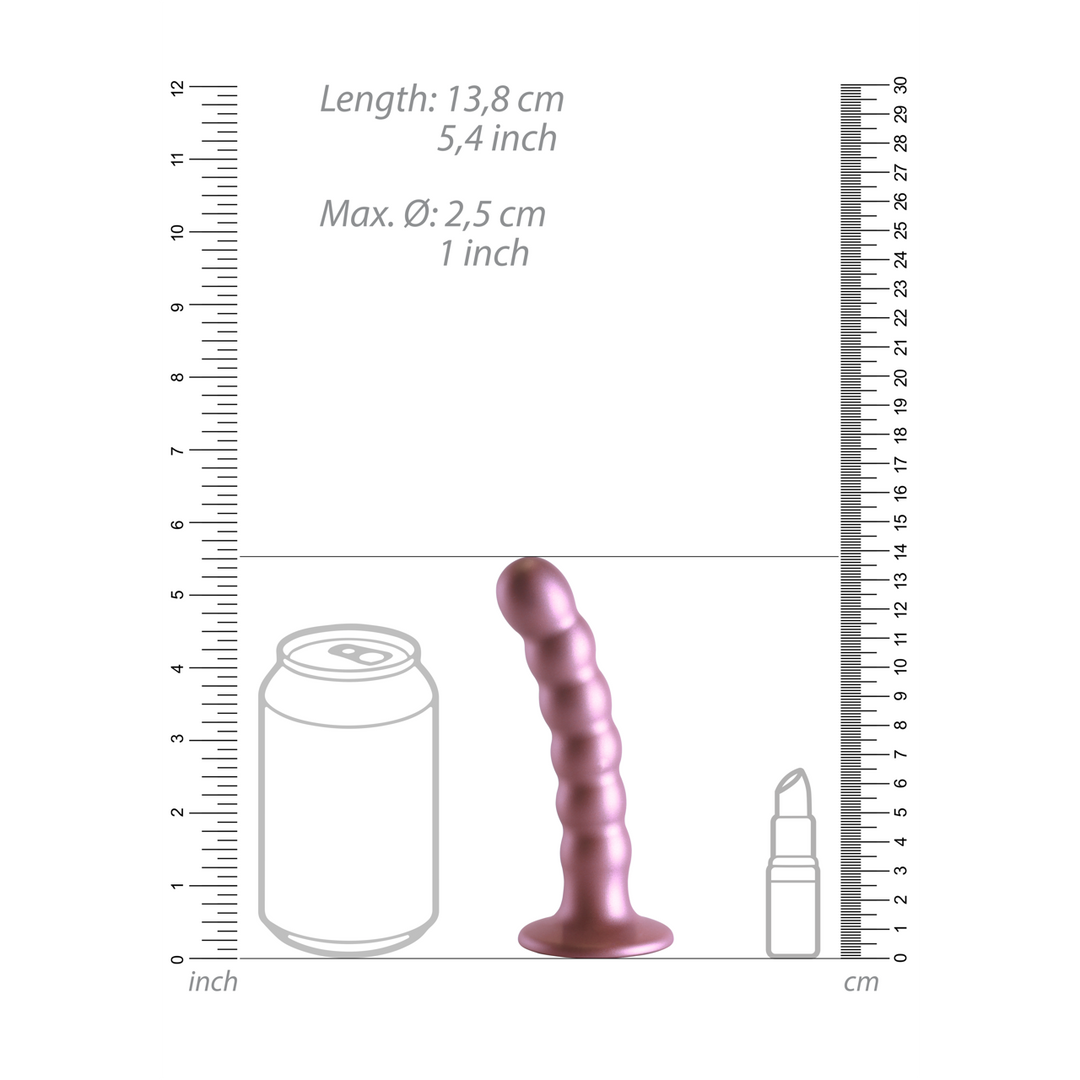 Beaded Silicone G-Spot Dildo - 5'' / 13 cm - Roségoud - Afbeelding 7