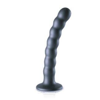 Beaded Silicone G-Spot Dildo - 6.5'' / 16,5 cm - Gunmetal