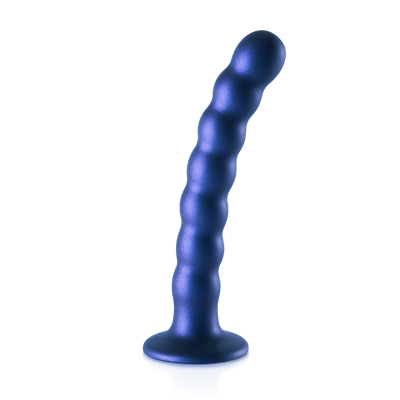 Beaded Silicone G-Spot Dildo - 6,5'' / 16,5 cm - Metallic Blauw