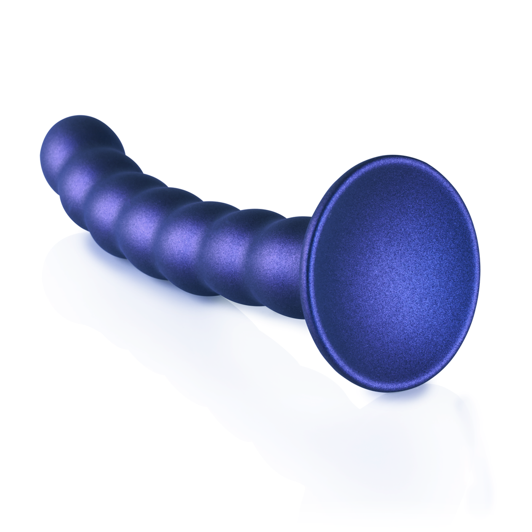 Beaded Silicone G-Spot Dildo - 6,5'' / 16,5 cm - Metallic Blauw - Afbeelding 5