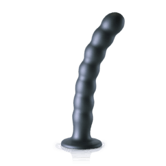 Beaded Silicone G-Spot Dildo - 8'' / 20,5 cm - Gunmetal