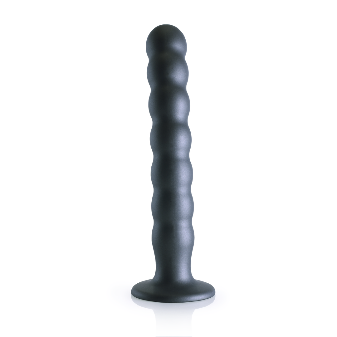 Beaded Silicone G-Spot Dildo - 8'' / 20,5 cm - Gunmetal - Afbeelding 4