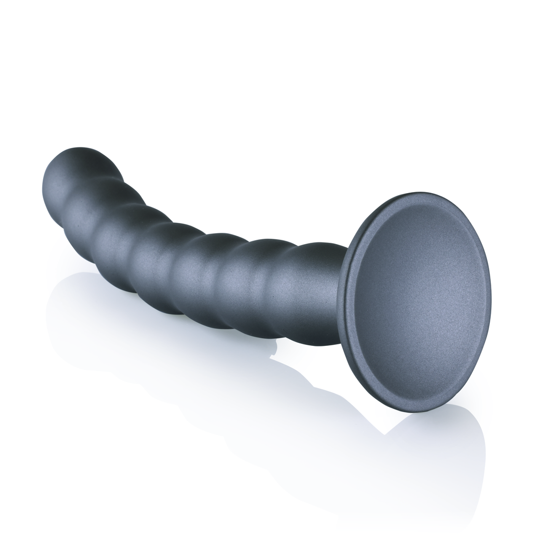 Beaded Silicone G-Spot Dildo - 8'' / 20,5 cm - Gunmetal - Afbeelding 5