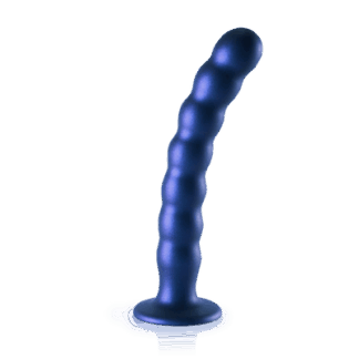 Beaded Silicone G-Spot Dildo - 8'' / 20,5 cm - Metallic Blauw
