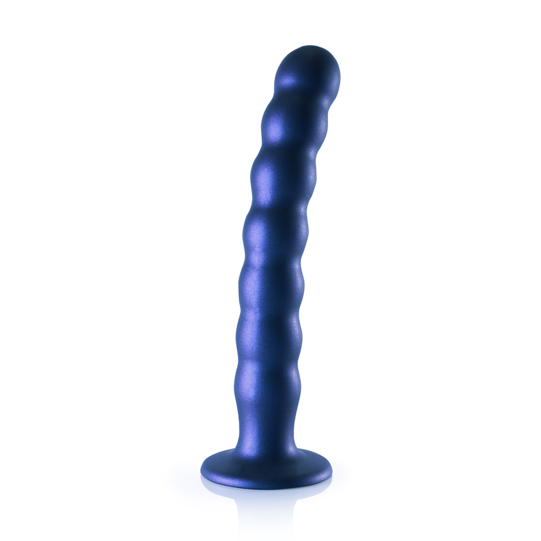 Beaded Silicone G-Spot Dildo - 8'' / 20,5 cm - Metallic Blauw - Afbeelding 3