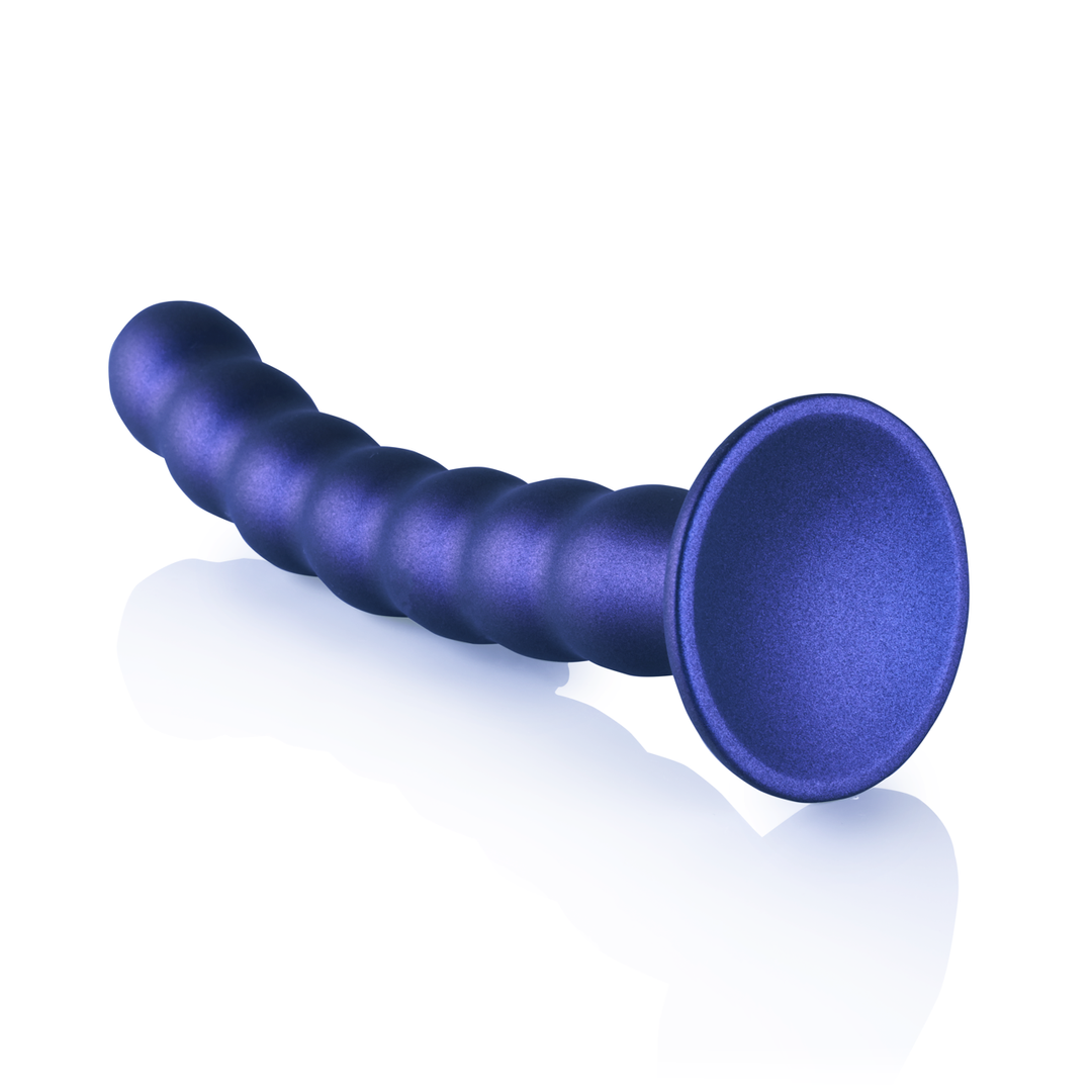 Beaded Silicone G-Spot Dildo - 8'' / 20,5 cm - Metallic Blauw - Afbeelding 5
