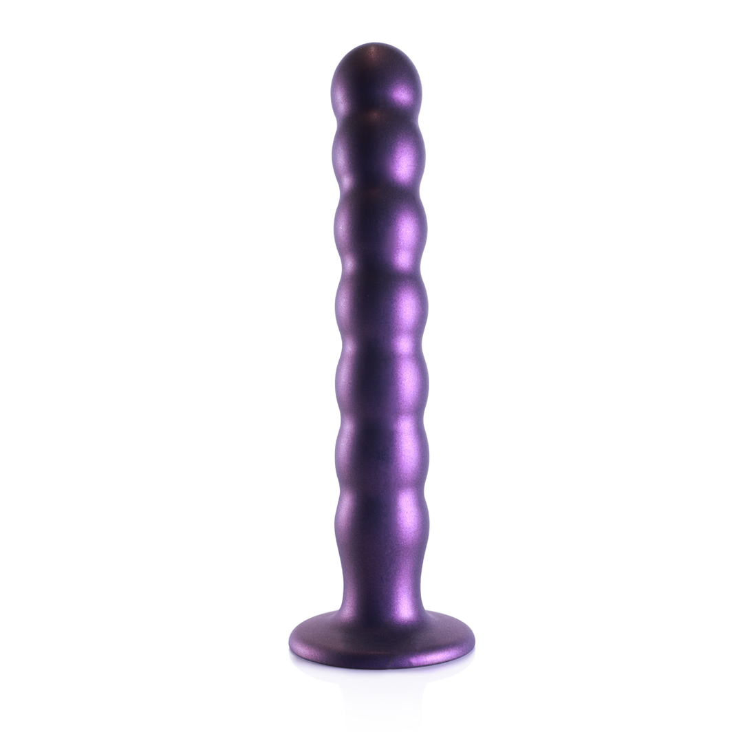 Gekralde Silicone G-Spot Dildo - 8'' / 20,5 cm - Metallic Paars - Afbeelding 4