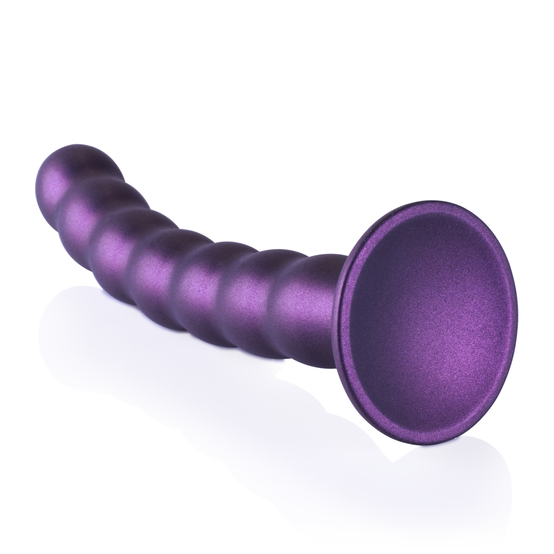 Gekralde Silicone G-Spot Dildo - 8'' / 20,5 cm - Metallic Paars - Afbeelding 5