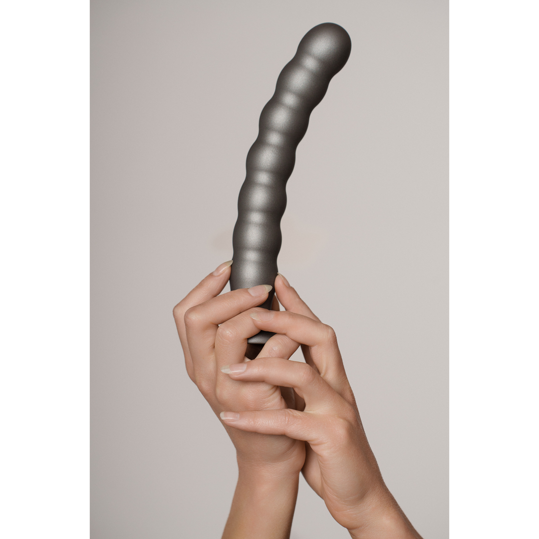 Gekralde Silicone G-Spot Dildo - 8'' / 20,5 cm - Metallic Paars - Afbeelding 7