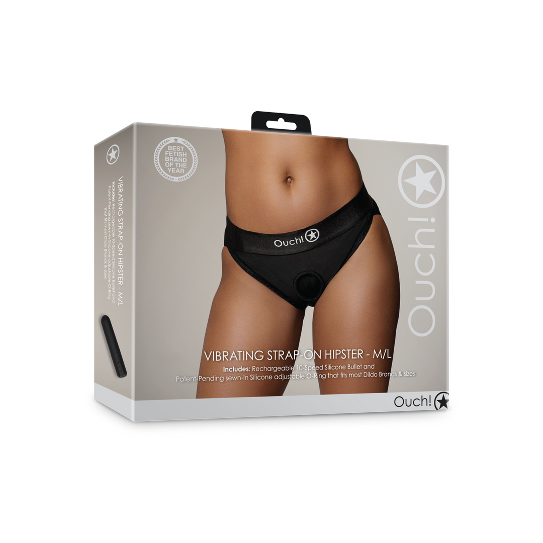 Vibrerende Strap-on Hipster - M/L - Zwart - Afbeelding 2