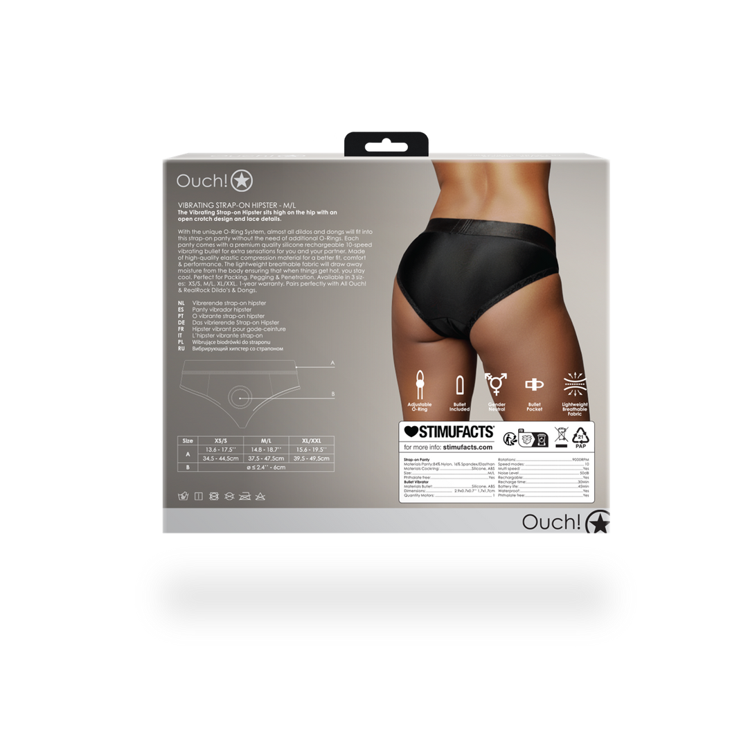 Vibrerende Strap-on Hipster - M/L - Zwart - Afbeelding 4