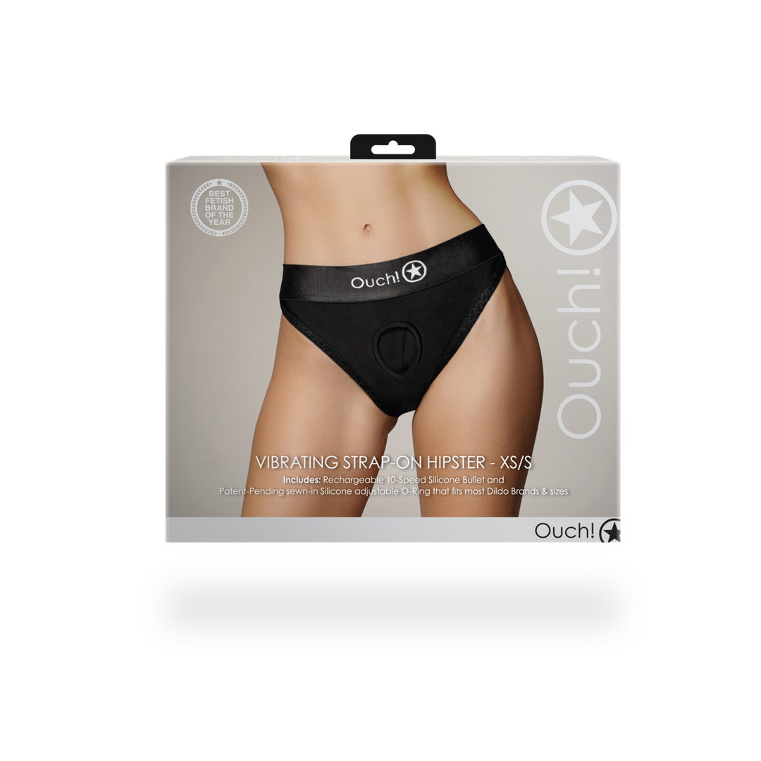 Vibrerende Strap-on Hipster - XS/S - Zwart - Afbeelding 3