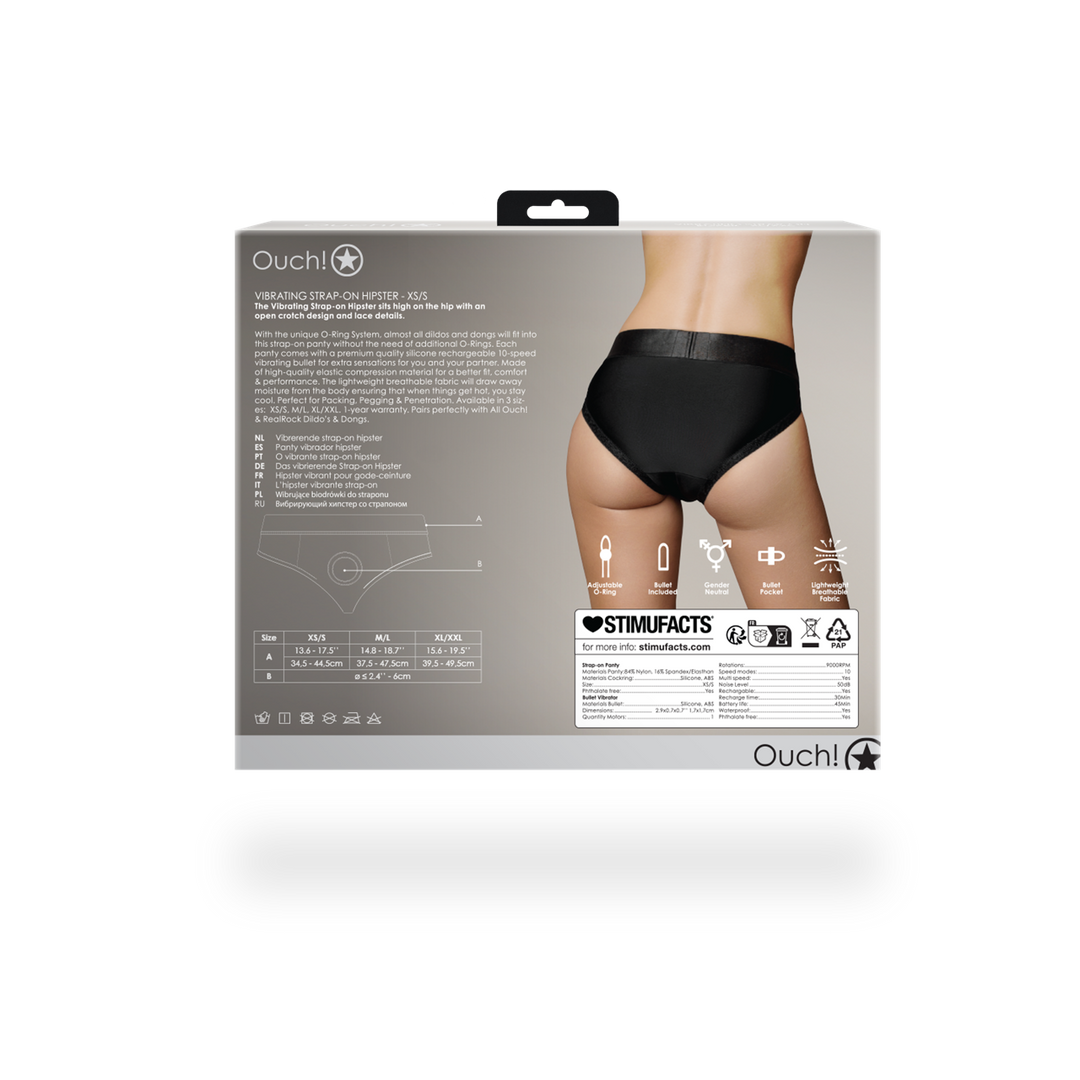 Vibrerende Strap-on Hipster - XS/S - Zwart - Afbeelding 4