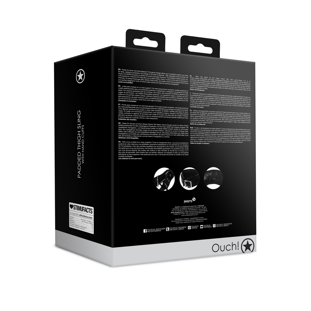 Gewatteerde Dij Sling met Handboeien - Zwart - Afbeelding 3