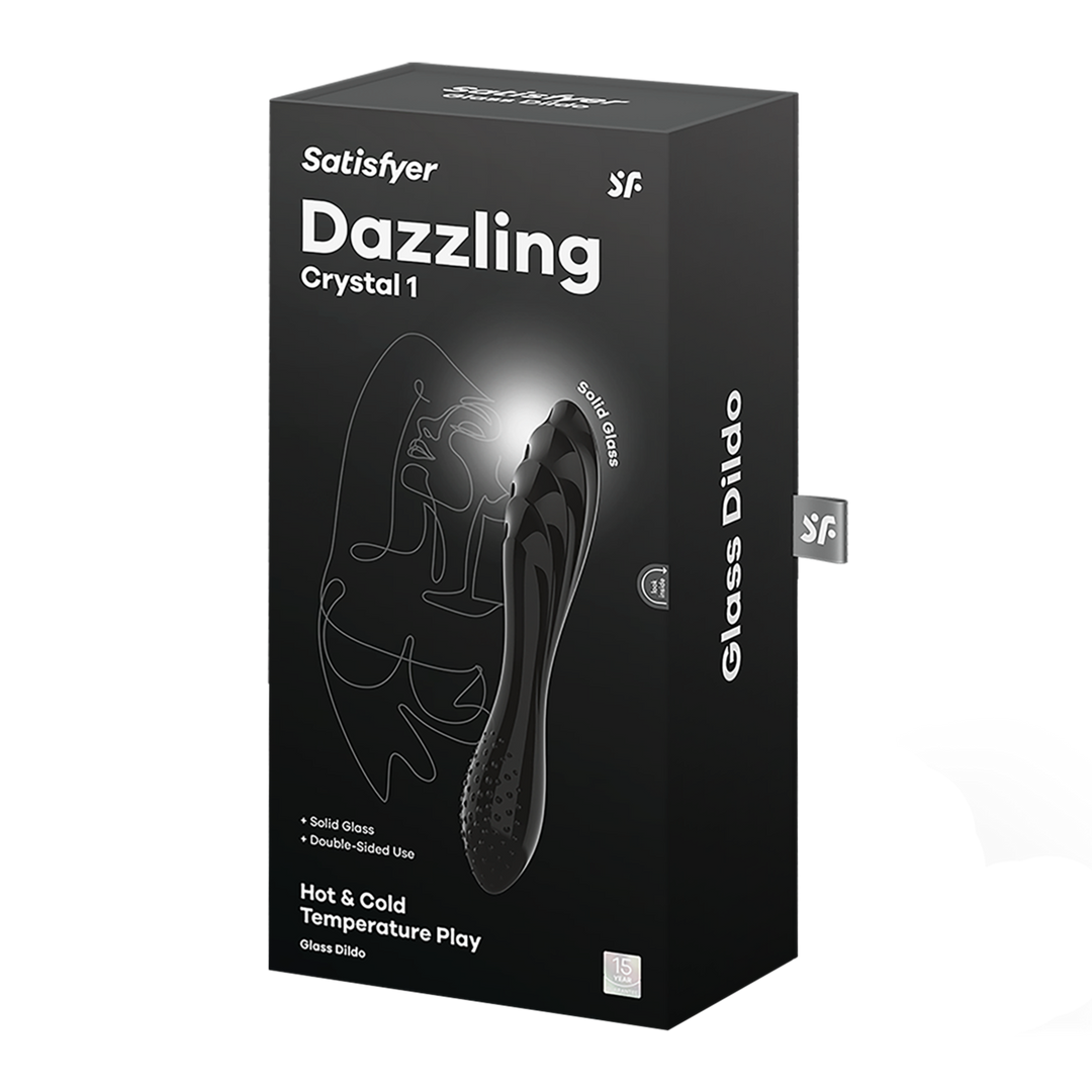 Dazzling Crystal 1 - Glazen Dildo - Zwart - Afbeelding 2