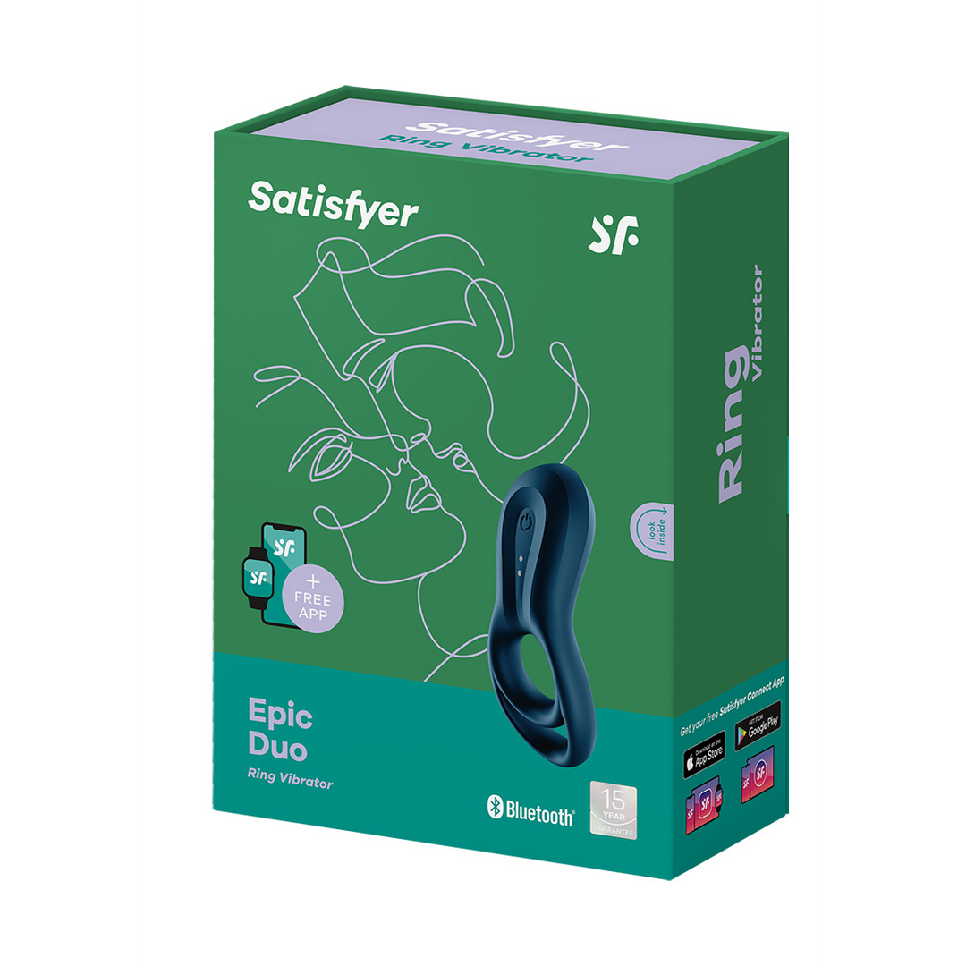 Epic Duo Ring - Dubbele Ring Vibrerende Cockring - Donkerblauw - Afbeelding 2