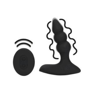 Beaded Vibrerende Anale Plug met Afstandsbediening - Zoethout Zwart